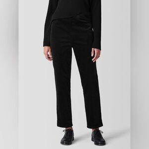 Eileen Fisher Slim Ankle Pants Womens Size XL Black Velvet Elastic Waist Witchy